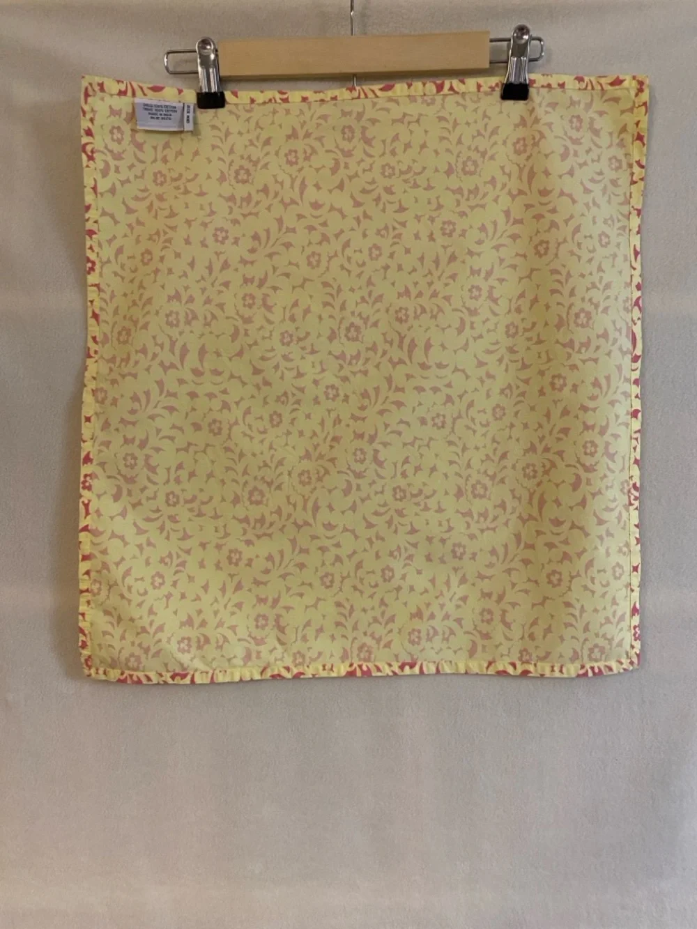 Set of 4 vintage Anthropologie yellow pink floral cotton napkins
